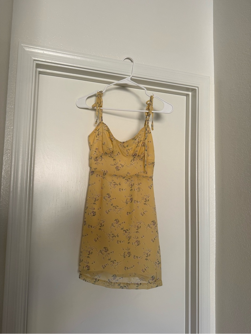 Princess Polly Yellow Floral Tie-Shoulder Mini Dress